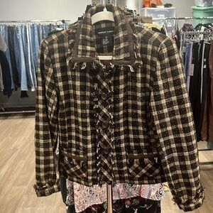 Robert Louis size, small cream and brown button up dress jacket